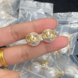 أقراط ستد لؤلؤ ذهب أبيض
