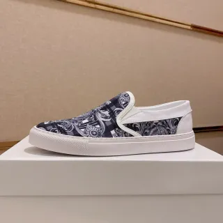 Zapatillas slip-on con estampado barroco en tela blanco y navy