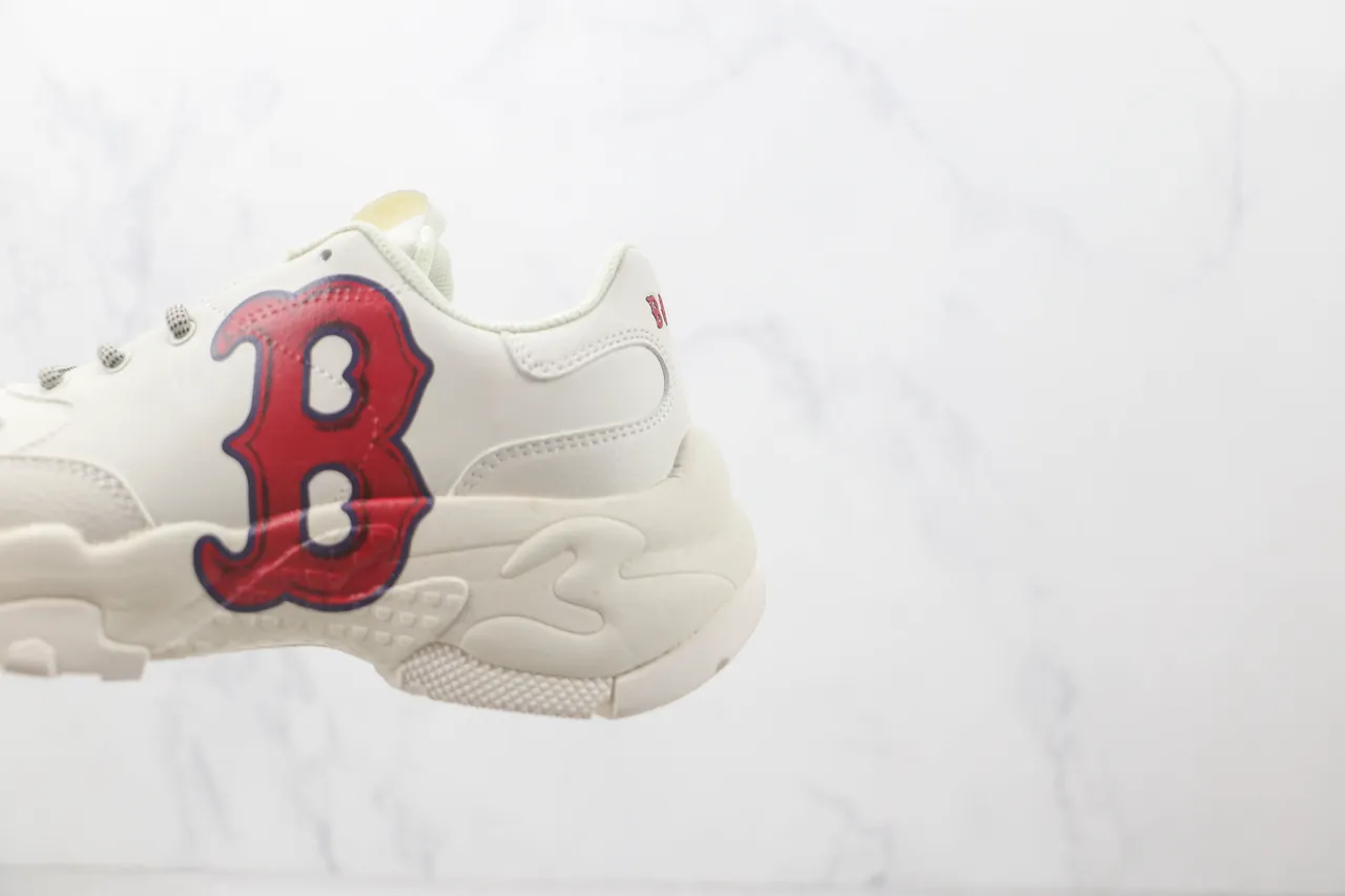 White Red Chunky Sole Leather Upper Sneakers 7