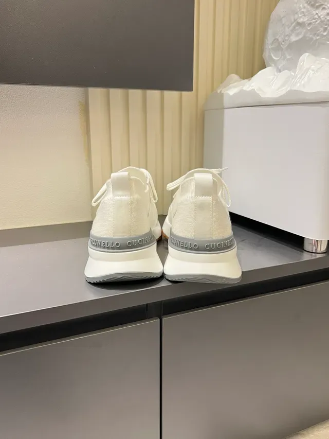 White Silver Knit Sock-Fit Upper Metallic Overlays Lifestyle Sneakers 2