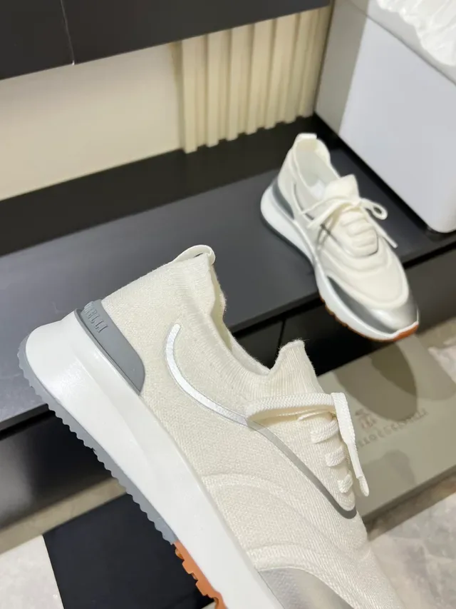 White Silver Knit Sock-Fit Upper Metallic Overlays Lifestyle Sneakers 3