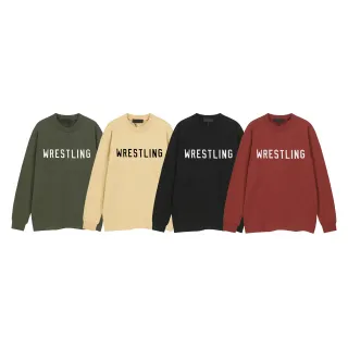 Wrestling Print Relaxed Fit Long Sleeve Crewneck Top