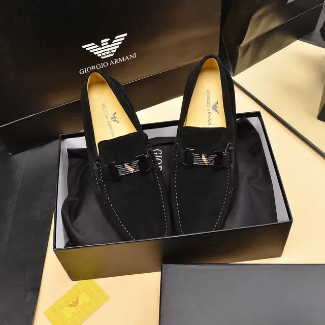 Giorgio Armani काला पीला सुडेड ऊपरी धातु बकल विवरण लोफर 7
