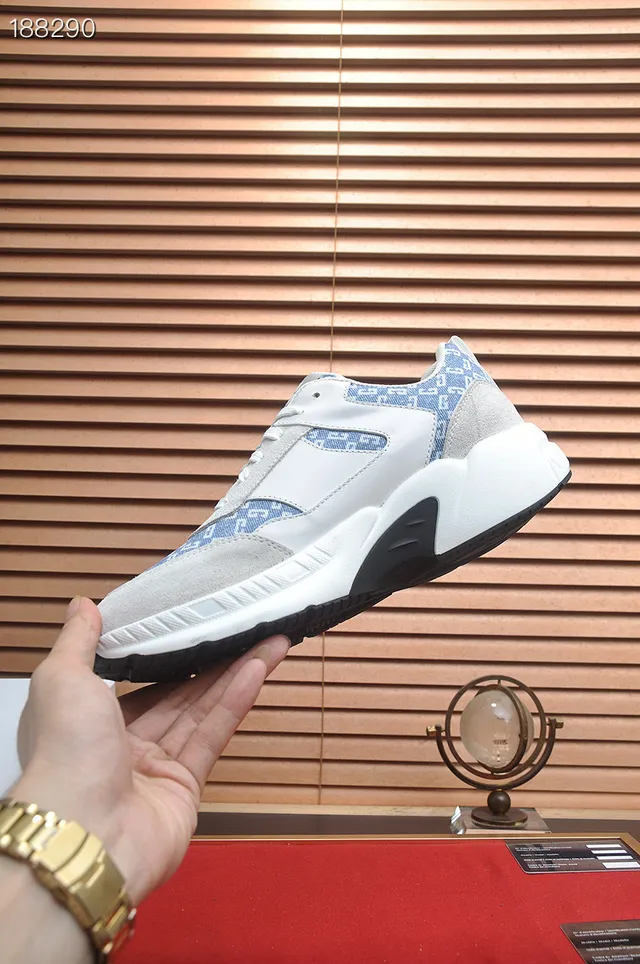 Givenchy White Blue Sole Monogrammed Textile Panels Chunky Sneakers 7
