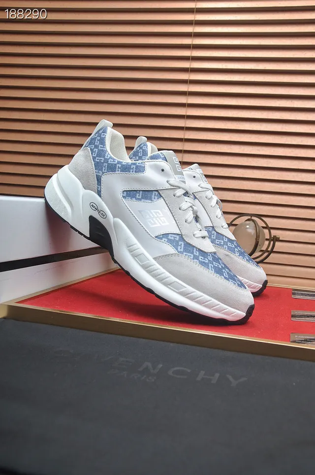 Givenchy White Blue Sole Monogrammed Textile Panels Chunky Sneakers 8
