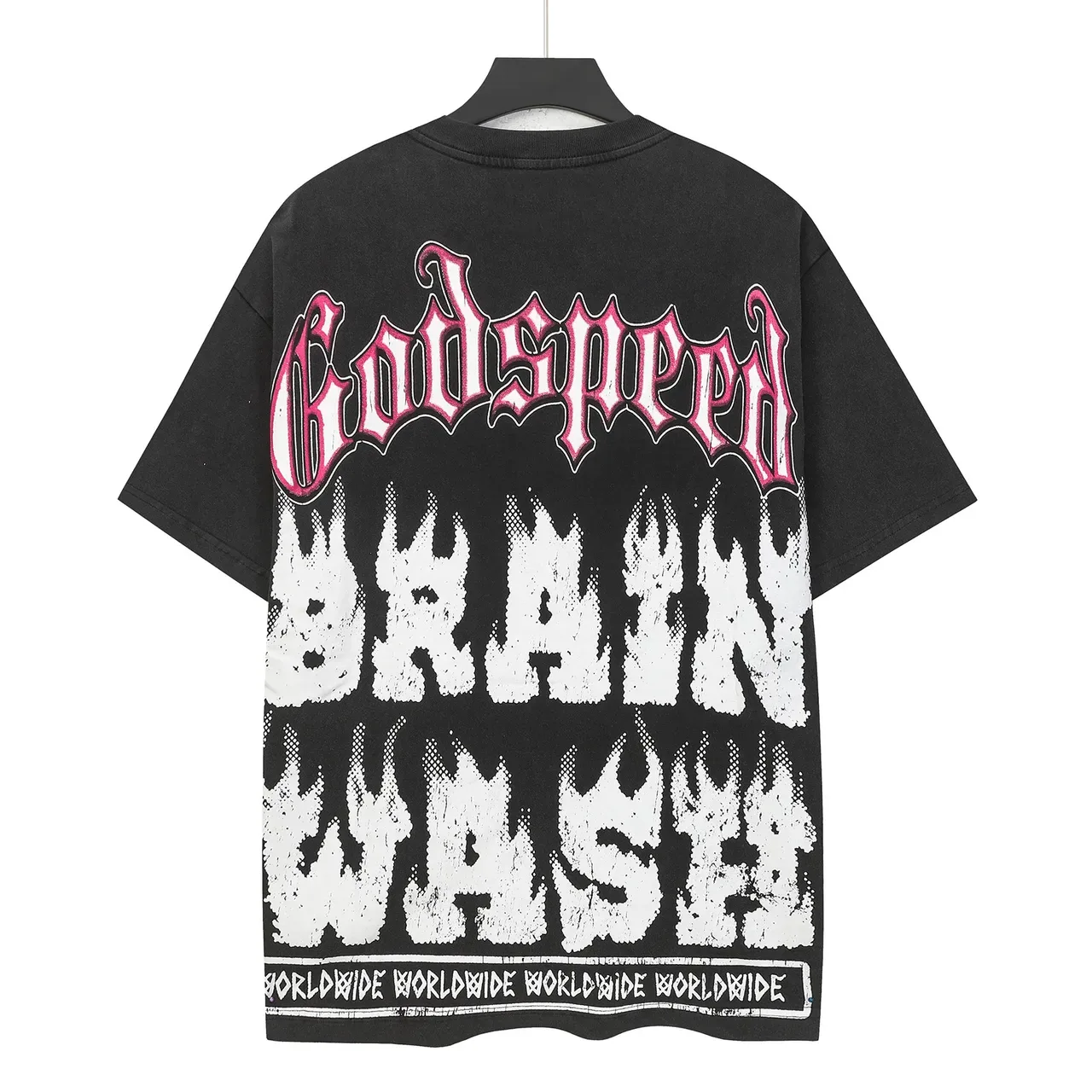 Godspeed Brain Wash Oversized Graphic Print Black T-Shirt 2