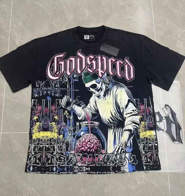 Godspeed Brain Wash Oversized Graphic Print Black T-Shirt 5