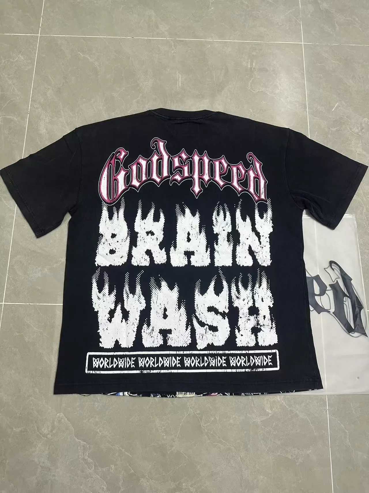 Godspeed Brain Wash Oversized Graphic Print Black T-Shirt 6