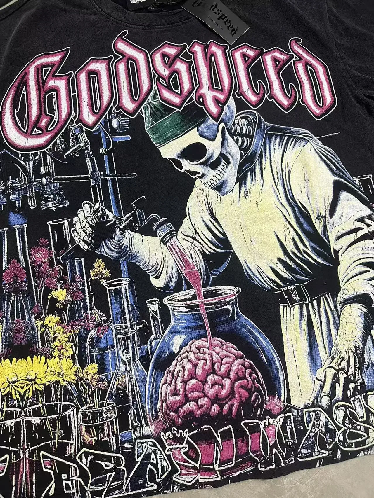 Godspeed Brain Wash Oversized Graphic Print Black T-Shirt 8