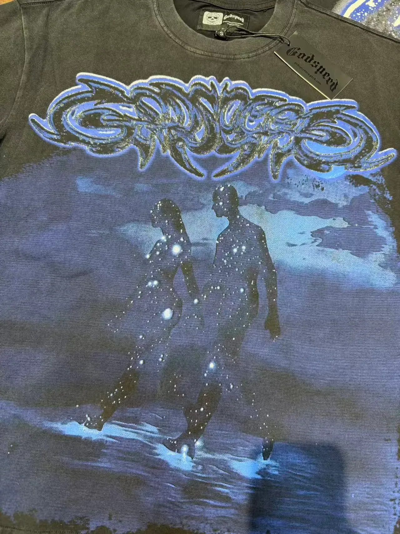 Godspeed Cosmic Couple Graphic Print Black T-Shirt 4