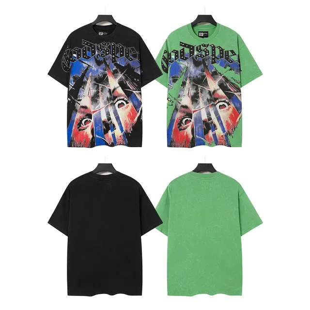 Camiseta Godspeed com estampa gráfica de logo de rebites e rosto distorcido 2
