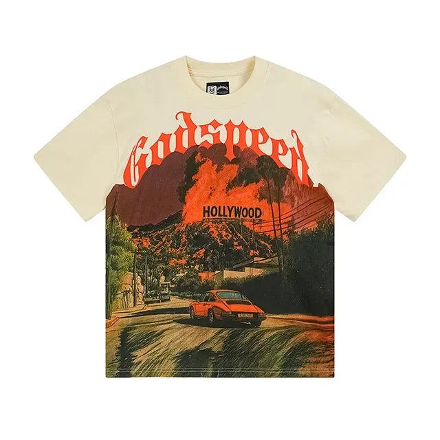 T-shirt Godspeed Hollywood Fire imprimé graphique blanc cassé 2