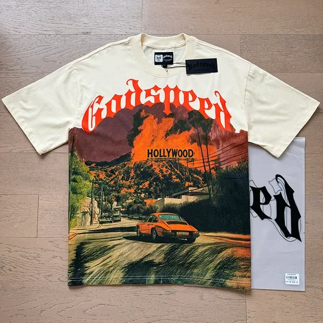 T-shirt Godspeed Hollywood Fire imprimé graphique blanc cassé 6