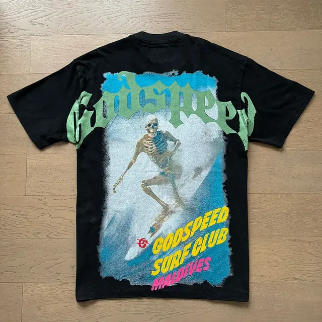 Camiseta gráfica oversized preta Godspeed Surf Club Maldives 7