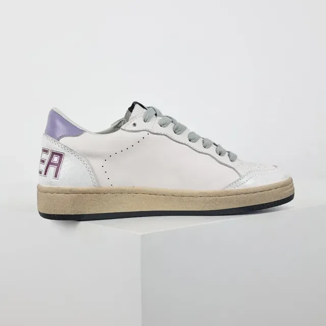 Golden Goose Super-Star White Purple Glitter Appliqué Distressed Gum Sole Lifestyle Sneakers 7
