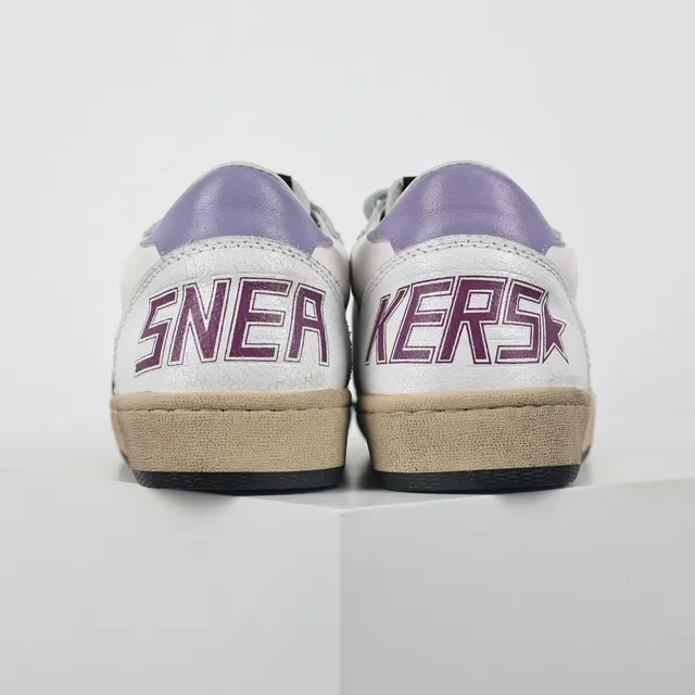 Golden Goose Super-Star White Purple Glitter Appliqué Distressed Gum Sole Lifestyle Sneakers 8