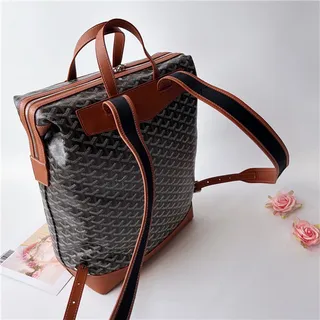 Goyard 绿色结构涂层帆布 V形单色图案休闲背包 5
