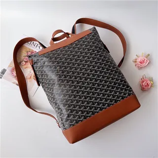 Goyard 绿色结构涂层帆布 V形单色图案休闲背包 10