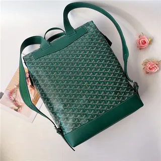 Goyard 绿色结构涂层帆布 V形单色图案休闲背包 16
