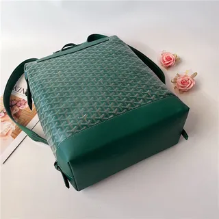 Goyard 绿色结构涂层帆布 V形单色图案休闲背包 17