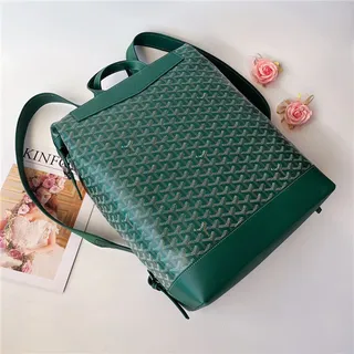 Goyard 绿色结构涂层帆布 V形单色图案休闲背包 18