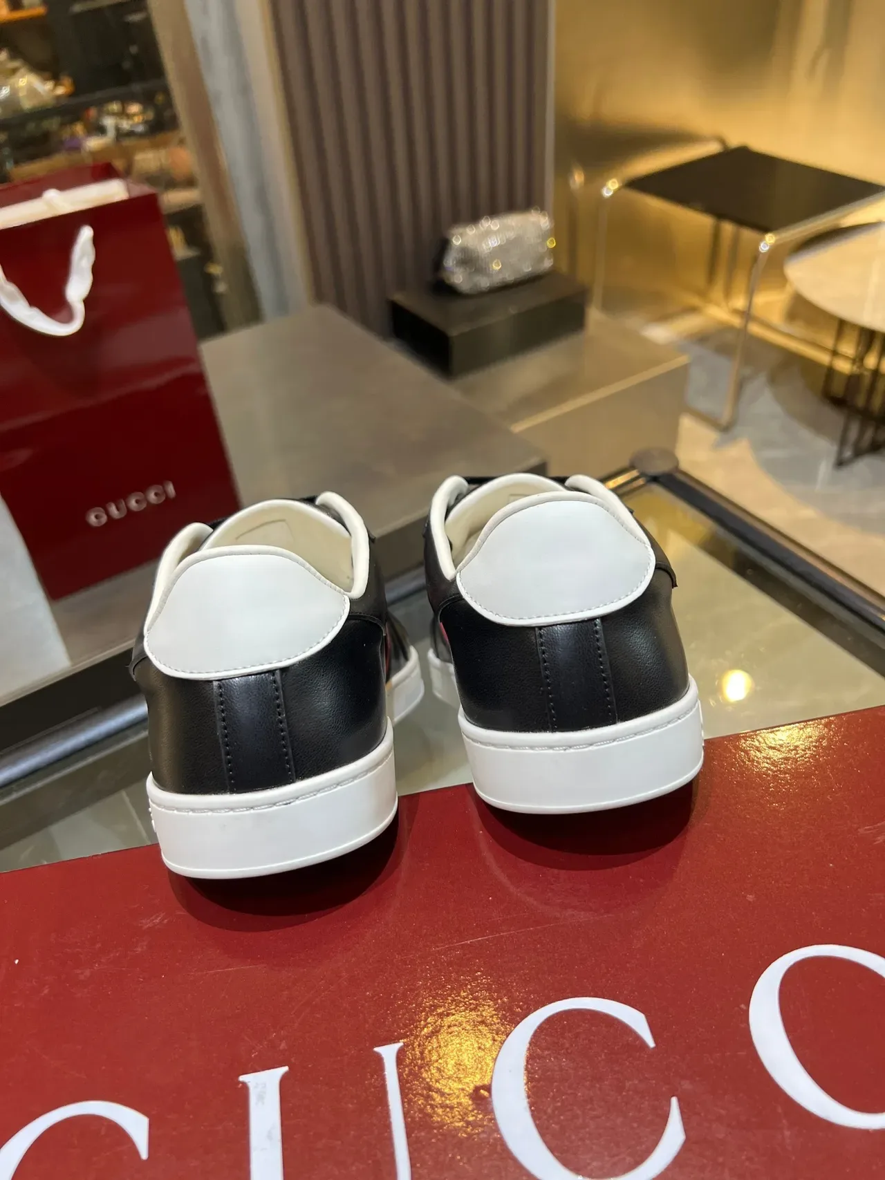 Gucci Ace Black and Red Web Stripe Lifestyle Sneakers 2
