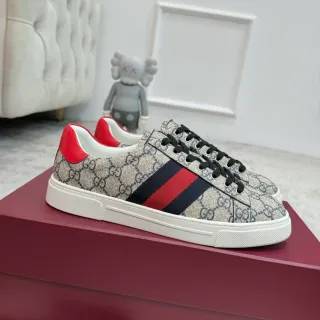 Gucci Ace GG Monogram Web Stripe Beige Red Navy 休闲运动鞋