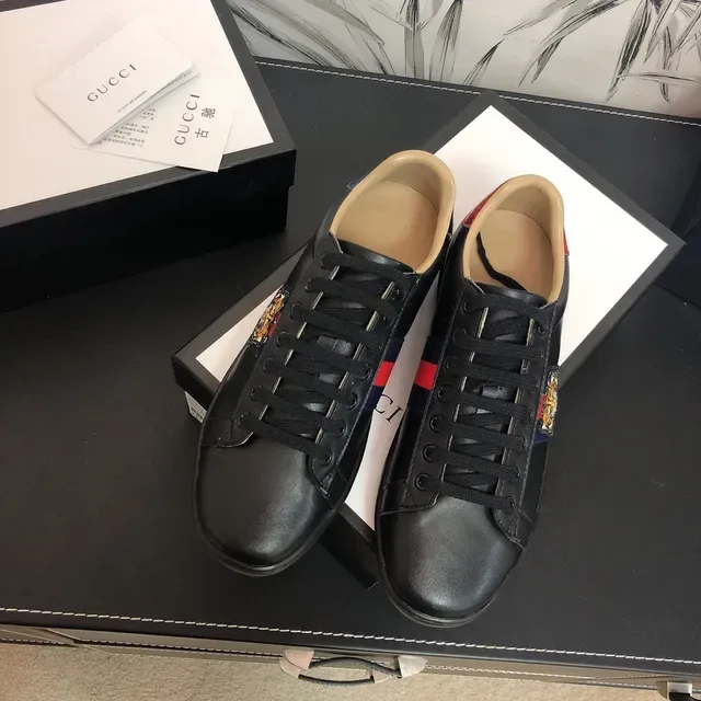 Gucci Ace Tiger Brodé Rayures de Maille Black Lifestyle Sneakers 4