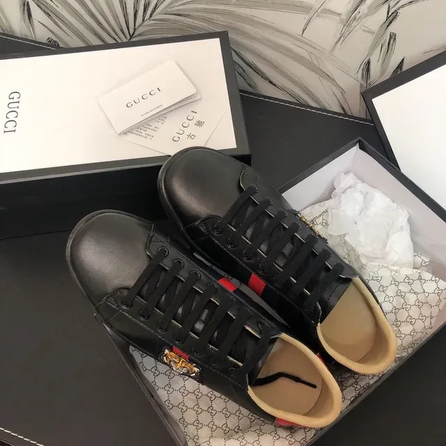 Gucci Ace Tiger Brodé Rayures de Maille Black Lifestyle Sneakers 5