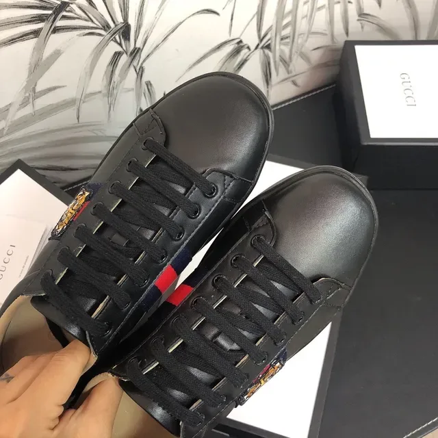 Gucci Ace Tiger Brodé Rayures de Maille Black Lifestyle Sneakers 6