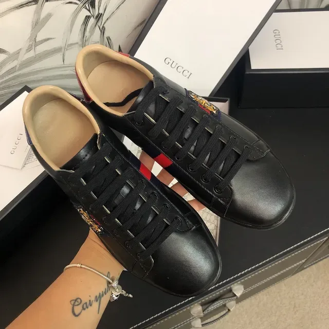 Gucci Ace Tiger Brodé Rayures de Maille Black Lifestyle Sneakers 9