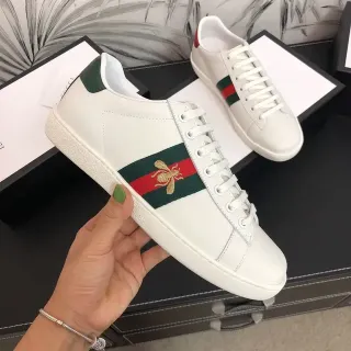 Gucci Ace 白绿红 网条 蜜蜂刺绣 生活鞋