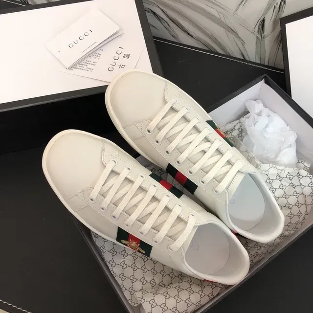 Gucci Ace White Green Red Web Stripe Bee Embroidery Lifestyle Sneakers 4