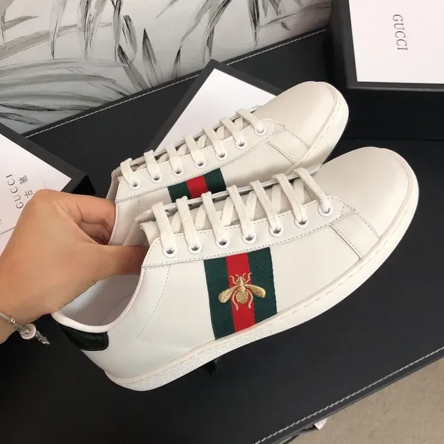 Gucci Ace White Green Red Web Stripe Bee Embroidery Lifestyle Sneakers 5