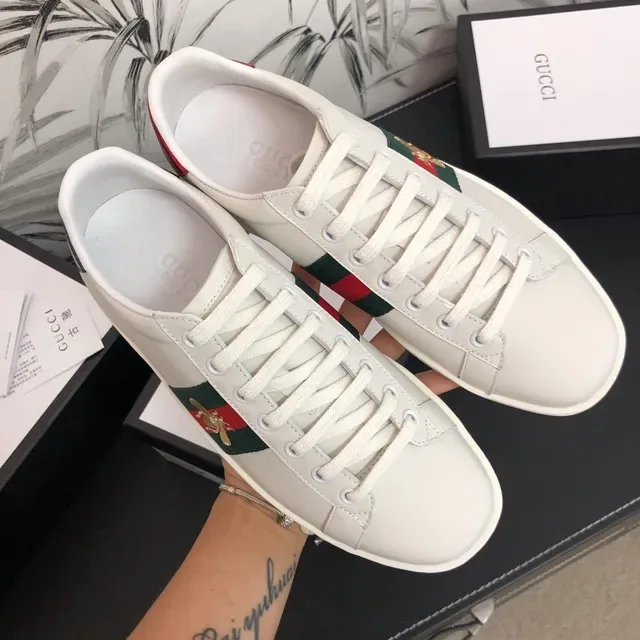 Gucci Ace White Green Red Web Stripe Bee Embroidery Lifestyle Sneakers 8