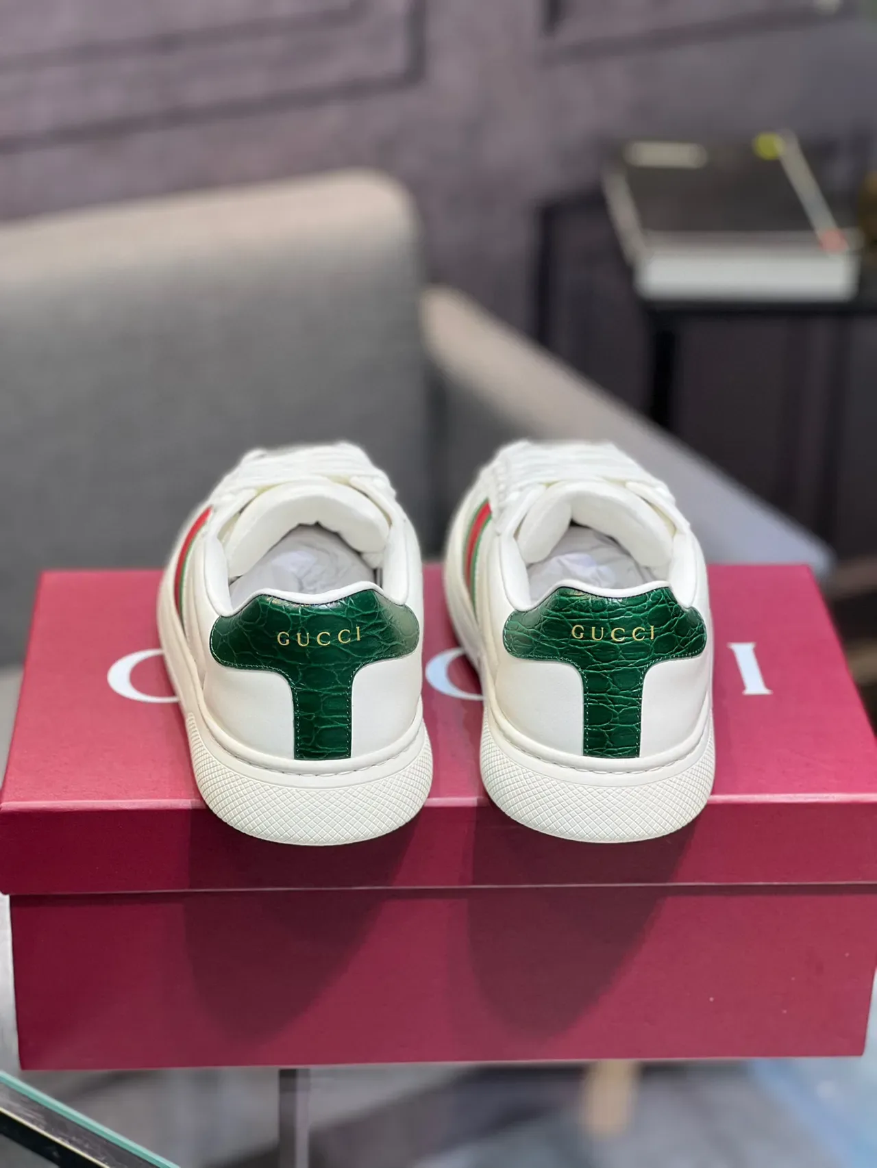 Sneakers Gucci Ace Lifestyle Blanc Rouge Vert Rayures Web 5