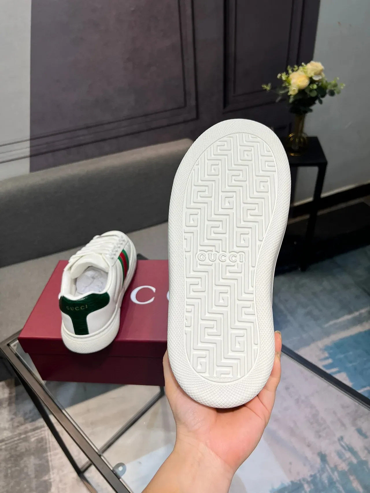 Sneakers Gucci Ace Lifestyle Blanc Rouge Vert Rayures Web 6
