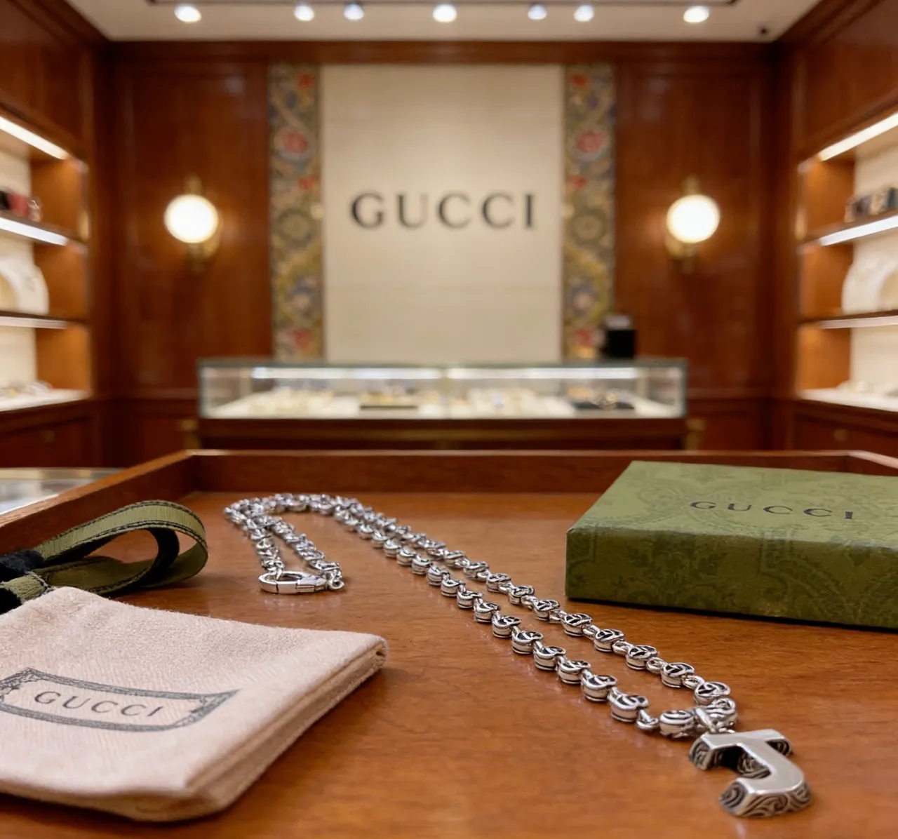 Gucci Alphabet 'J' Initial Pendant Necklace 9