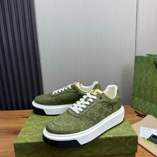 Gucci Verde Militar Blanco GG Monogram Lona Plataforma Suela Sneakers Lifestyle