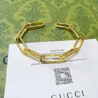 Gucci Cadena de Bambú Pulsera Dorado con Enlaces Rectangulares