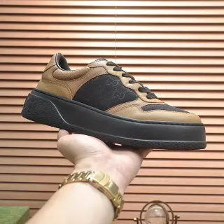 Gucci 米白黑厚底 GG Monogram 帆布生活款运动鞋