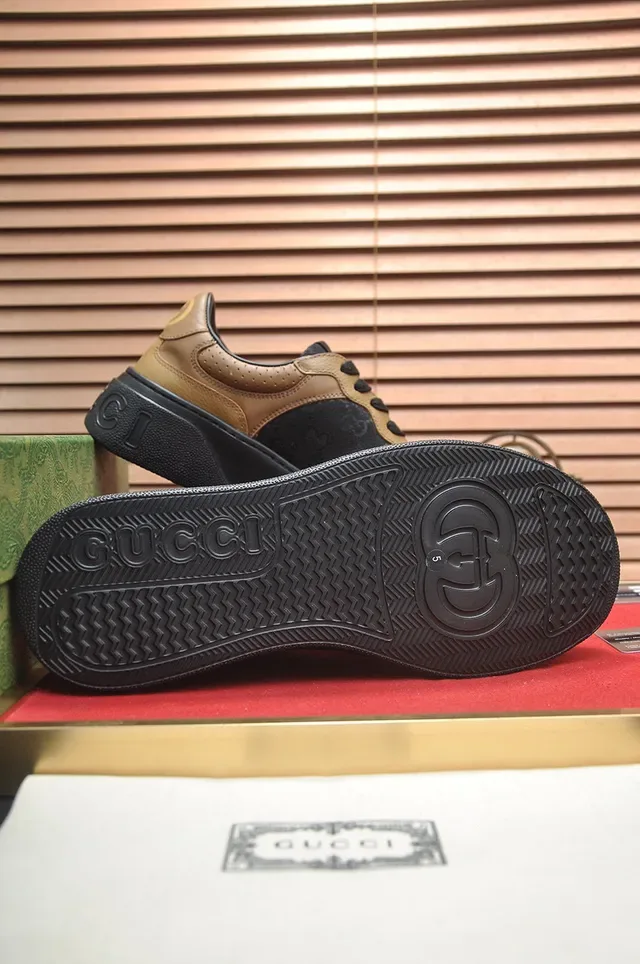 Gucci Beige Black Platform Sole GG Monogram Canvas Lifestyle Sneakers 7
