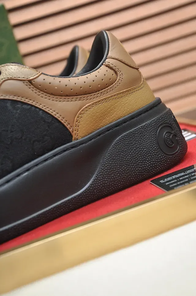 Gucci Beige Black Platform Sole GG Monogram Canvas Lifestyle Sneakers 9