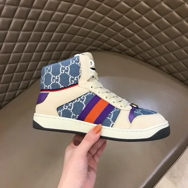 Gucci Beige Bleu High-Top GG Monogram Textile Lifestyle Sneakers 2