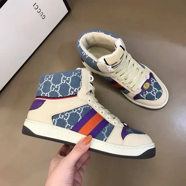 Gucci Beige Bleu High-Top GG Monogram Textile Lifestyle Sneakers 3