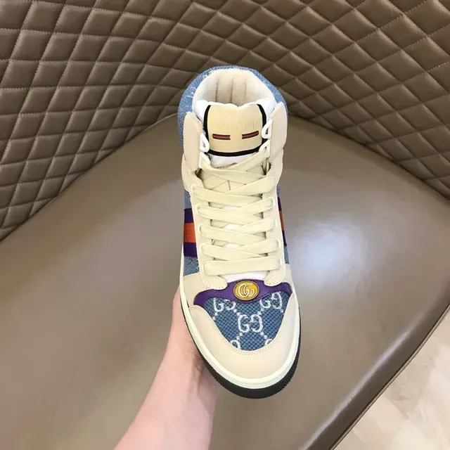 Gucci Beige Bleu High-Top GG Monogram Textile Lifestyle Sneakers 5