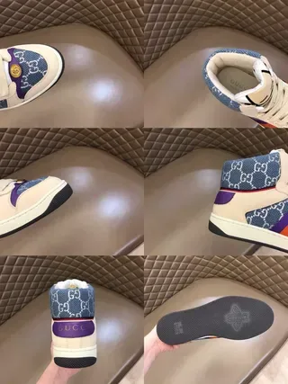 Gucci Beige Bleu High-Top GG Monogram Textile Lifestyle Sneakers 6