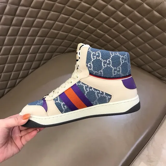 Gucci Beige Bleu High-Top GG Monogram Textile Lifestyle Sneakers 7