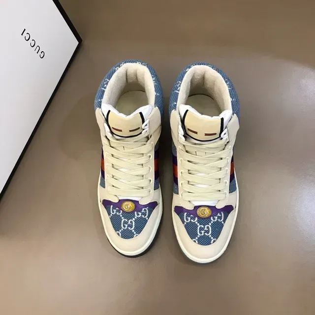 Gucci Beige Bleu High-Top GG Monogram Textile Lifestyle Sneakers 8