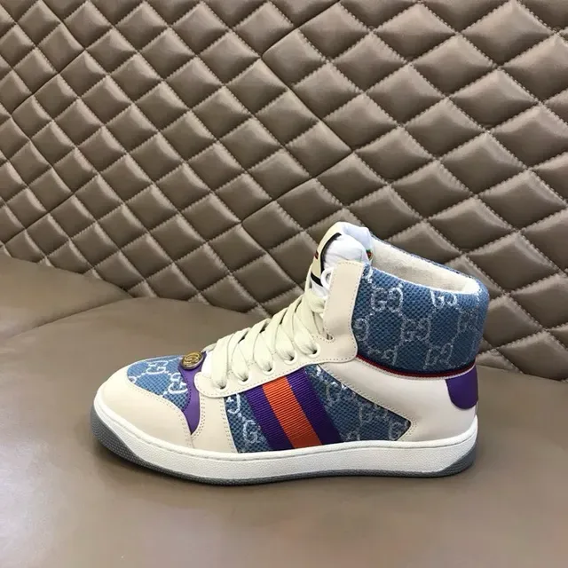 Gucci Beige Bleu High-Top GG Monogram Textile Lifestyle Sneakers 9